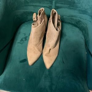 Quip brand ankle boots side zip 3inch chunky heel cross over flap buckle